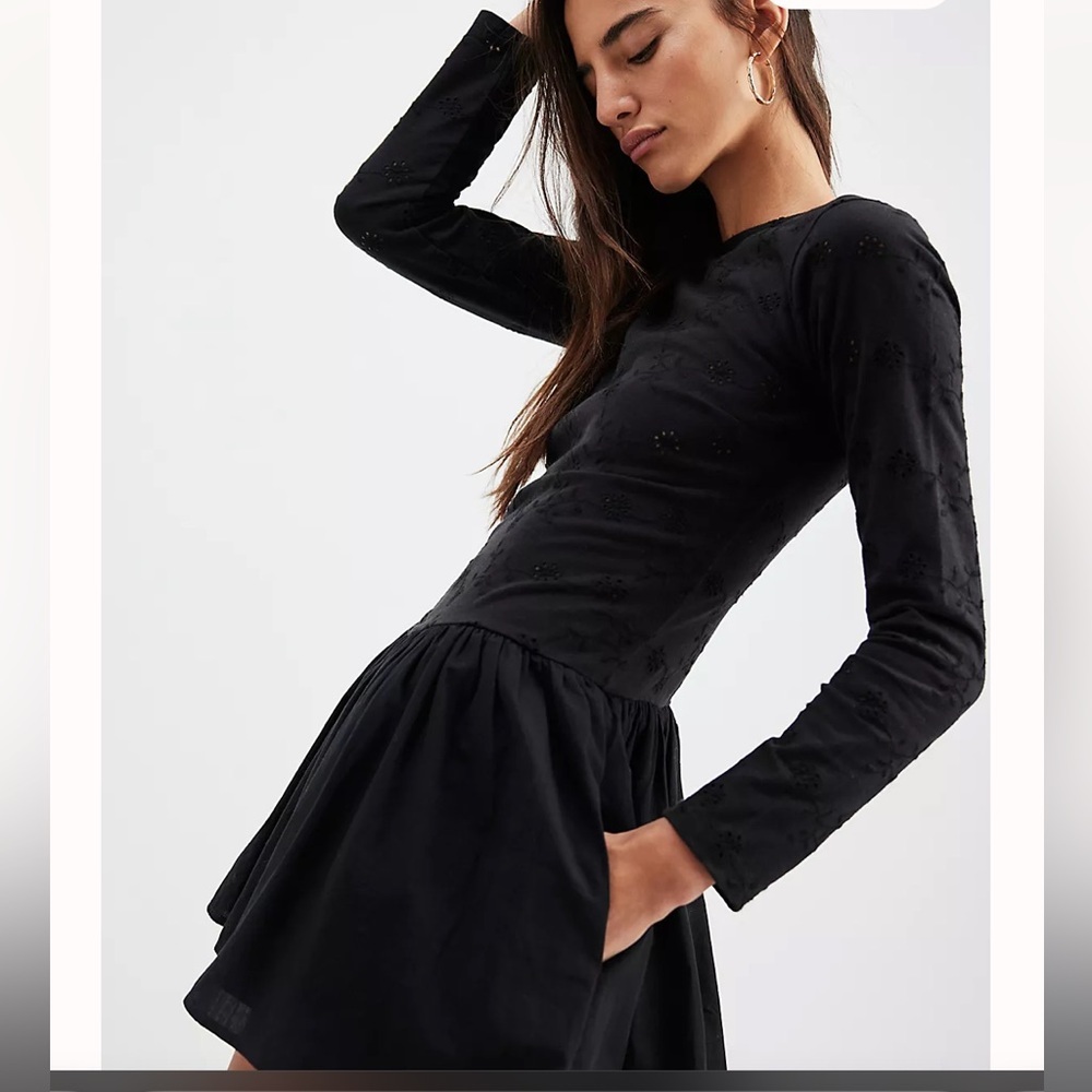 Free People Elegant Black Mini Dress - Picture 4 of 5